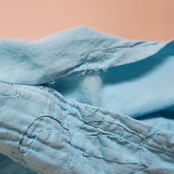 Soft Surroundings Blue Quilted Tunic Top Pullover Dress, Double Slits Cotton MP - Picture 7 of 13